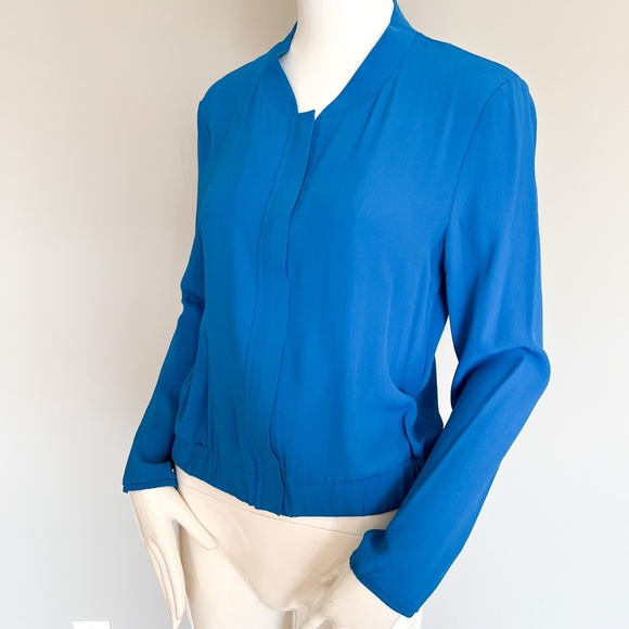 $280 NWT Mariella Rosati Made In Italy Blue Zip Up Top Blouse Long Sleeve 40IT - Picture 4 of 17